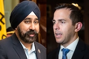Hoboken Mayor Ravi Bhalla (left) is running against Rep. Rob Menendez (right) in the Democratic primary for the Eighth District of New Jersey. (Reena Rose Sibayan | The Jersey Journal)