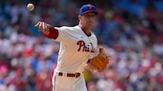 Philadelphia Phillies relief pitcher Connor Brogdon throws to first during the seventh inning of a baseball game against the Arizona Diamondbacks, Wednesday, May 24, 2023, in Philadelphia. (AP Photo/Matt Slocum)
