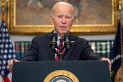 FILE - President Joe Biden speaks on student loan debt forgiveness at the White House, Oct. 4, 2023, in Washington. A group of Republican-led states filed a federal lawsuit Thursday, March 28, 2024, suing the Biden administration to block a new student loan repayment plan that provides a faster path to cancellation and lower monthly payments for millions of borrowers. (AP Photo/Evan Vucci, File)