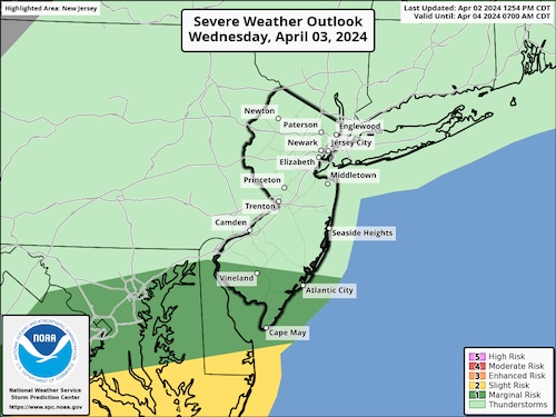 NJ weather - strong thunderstorms may lash state on Wednesday