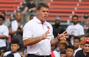 Rutgers head coach Chris Ash during Rising Knights Day 2018. Rutgers hosted a free football camp for youth football teams primarily in fourth through eighth grades on Sunday, June 24, 2018 at HighPoint.com Stadium in Piscataway. Rutgers had over 800 confirmed registrants from six different states.