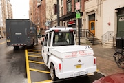 An illegally parked delivery truck in Hoboken on Monday, April 1, 2024.